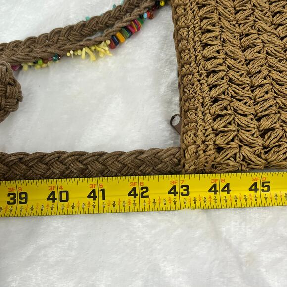 Cappelli Straworld Woven Crossbody Bag Brown Raffia Boho Festival 8x10 Zip Strap - Picture 13 of 14